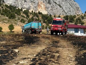 Alanya’da otluk alan yangını söndürüldü