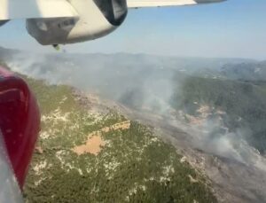 Antalya’nın Kaş ilçesinde çıkan orman yangınına müdahale sürüyor