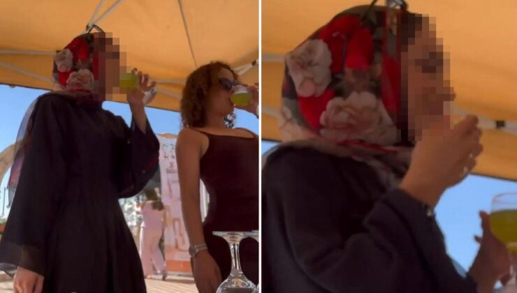 Başörtülü kadın, içtiği şeyin alkol olduğunu anlayınca şoke oldu