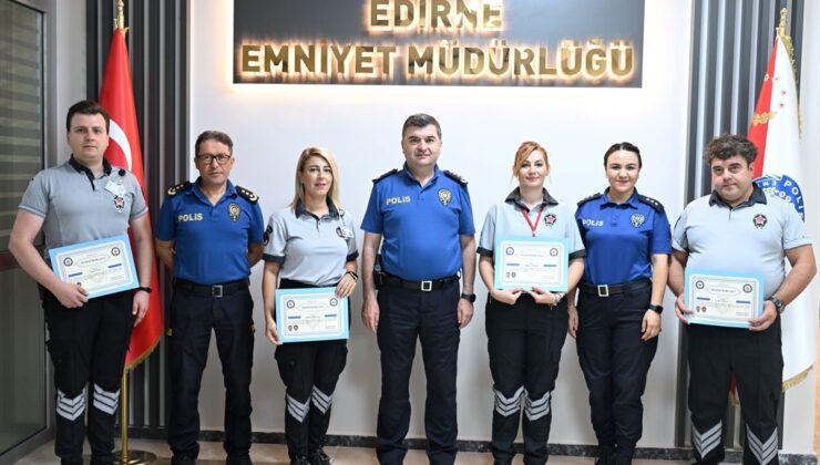 Edirne Emniyet Müdürü Ayhan’dan özel güvenliklere teşekkür belgesi