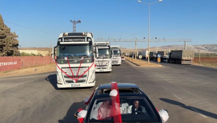 Hatay’da Gelin Alma Konvoyuna TIR’lar Katıldı, Polis Yol Kesti