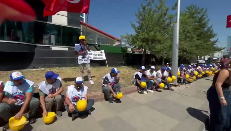Maden İşçilerinden Alacakları Ödenmeyince Holding Önünde Oturma Eylemi