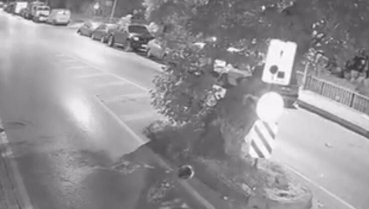 Beykoz’da Motosiklet Refüjdeki Ağaca Çarptı: Anbean Kamerada