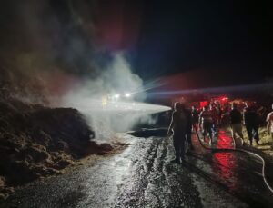 Çine’de Saman Yüklü Tırda Yangın