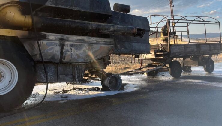 Çubuk’ta Seyir Halindeki Biçerdöverde Yangın