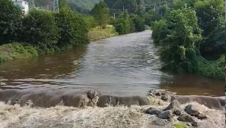 Görele’de Derenin Aniden Yükselişi Kamerada