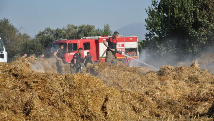 Ödemiş’te saman balyası yangını