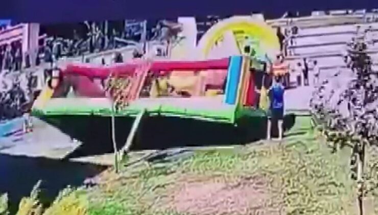 Rüzgar Şişme Parkı Ters Döndürdü: 3 Çocuk Yaralandı