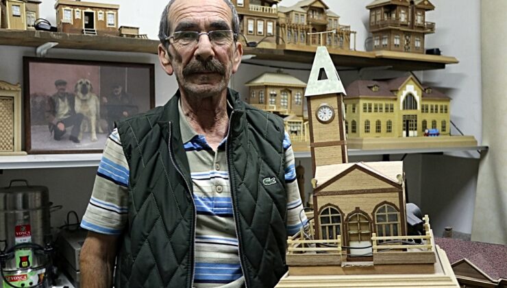 72 yaşındaki mobilya ustası, tarihi yapıların minyatürünü yapıyor