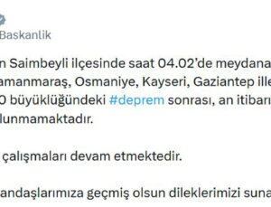 Adana Saimbeyli’de 5.0 büyüklüğünde deprem oldu, olumsuz durum bulunmuyor