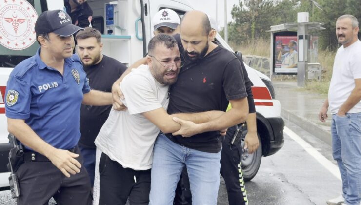 Arnavutköy’de devrilen kamyona hafriyat kamyonu çarptı, 2 şoför yaralandı