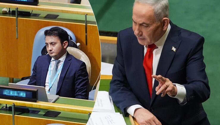 Azerbaycanlı temsilci, boş salona konuşan Netanyahu’yu sonuna kadar dinledi