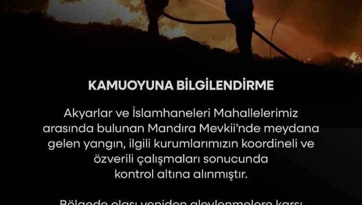 Bodrum Mandıra Mevkii’nde çıkan maki yangını kontrol altına alındı, soğutma sürüyor