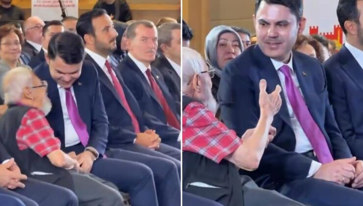 Kura töreninde korumaları aşan yaşlı amcanın Bakan Kurum’la gülümseten anları