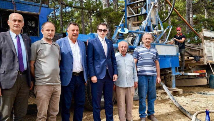 Kütahya Hisarcık’ta Aşağı Yoncaağaç’ın suyu için süren sondaj çalışmaları incelendi