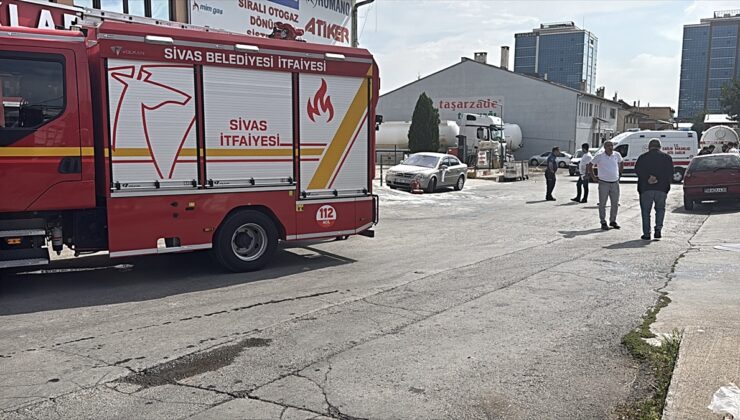 Sivas Gültepe’de LPG dönüşümü yapan iş yerindeki yangında 4 kişi yaralandı