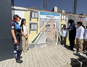 Yüksekova İlçe Emniyet Müdürlüğünün bahçe duvarları resimlerle renklendirildi