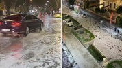 10 dakikalık dolu yağışı Bayburt'u beyaza bürüdü