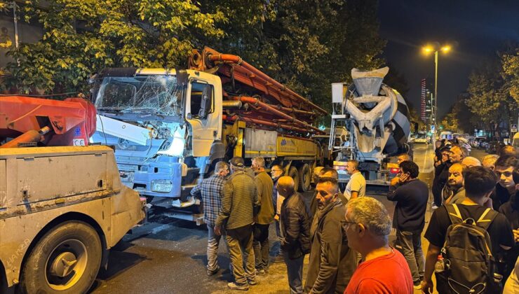 Avcılar’da geriye kayan beton pompa kamyonu 7 araçta hasara neden oldu