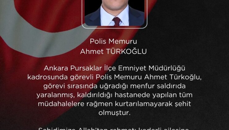 Bakan Çiftçi’den, şehit polis memuru için taziye mesajı