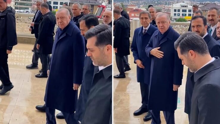 Cumhurbaşkanı Erdoğan’ı görünce dayanamadı, korumalar hemen devreye girdi: Camideyiz bağırma