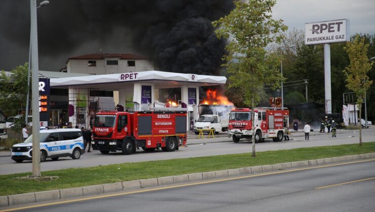 Denizli Pamukkale’de istasyondaki tanker yangını söndürüldü, 1 kişi yaralandı