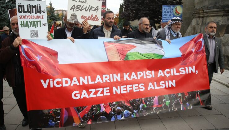 Erzurum’da hekim ve sağlık çalışanları 154. haftada Gazze için yürüdü