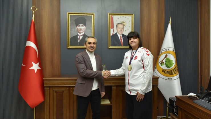 Giresun Orman Bölge Müdürü Yaprak, Avrupa şampiyonu Bulat’ı makamında ağırladı