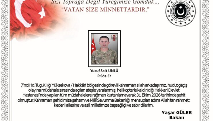Hakkari’de bir asker düştü