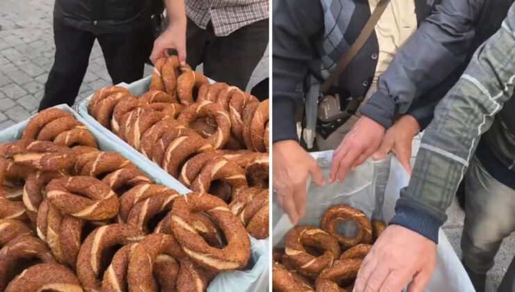 Hayrına simit dağıttı, o esnada ortaya çıkan görüntü “Yok artık” dedirtti
