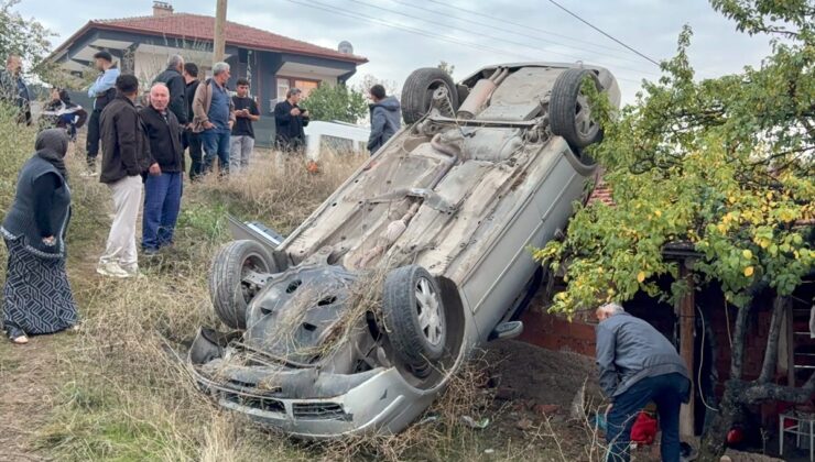 Kırıkkale’de kömürlük çatısına devrilen otomobilde yaralanan kimse olmadı