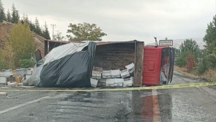 Malatya’da arı kovanı yüklü kamyonun devrilmesi sonucu 2 kişi yaralandı