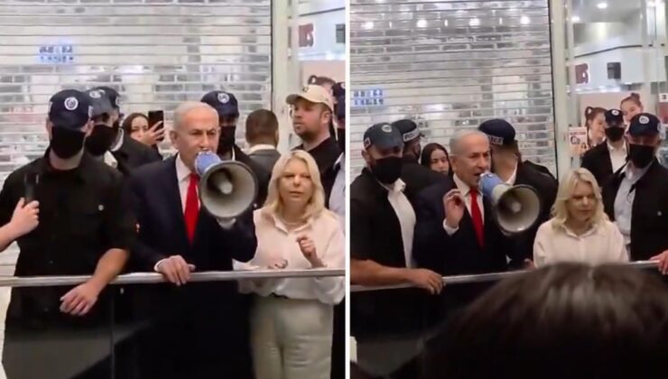 Netanyahu alışveriş merkezinde megafonla insanları oy kullanmaya çağırdı
