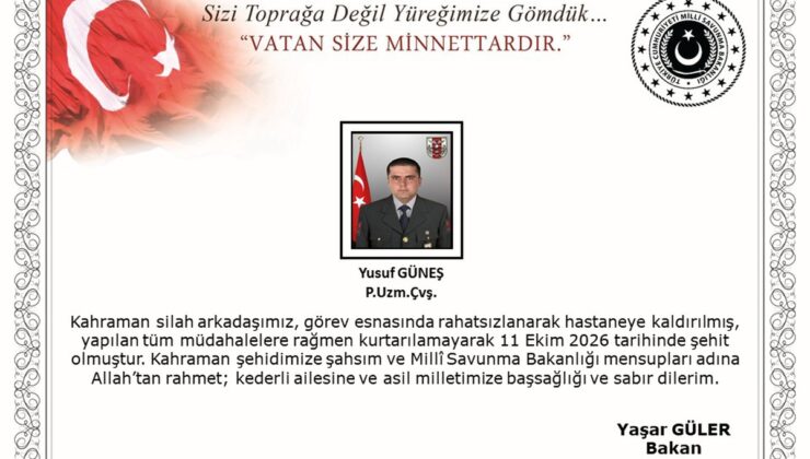 Piyade Uzman Çavuş Yusuf Güneş şehit oldu