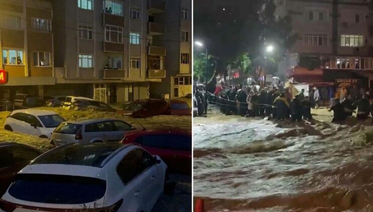 Sarıyer’de sağanak yağış sonrası dere taştı, mahsur kalanlar halatlarla kurtarıldı