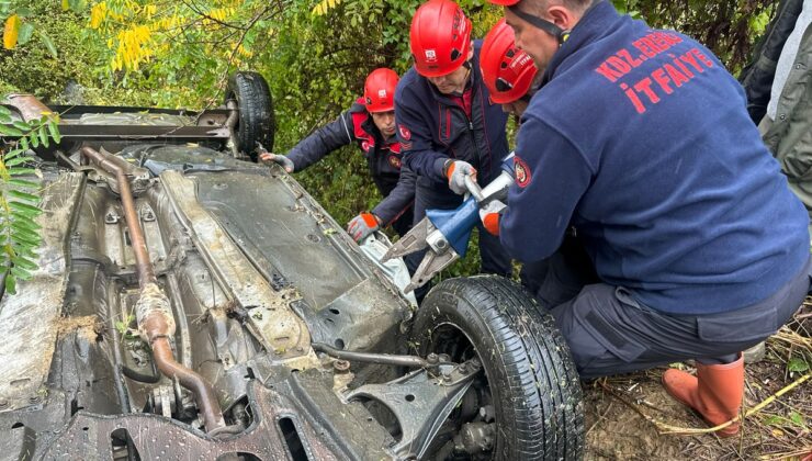 Zonguldak Ereğli’de Soğanlı Rampaları’nda takla atan otomobilde 3 kişi yaralandı